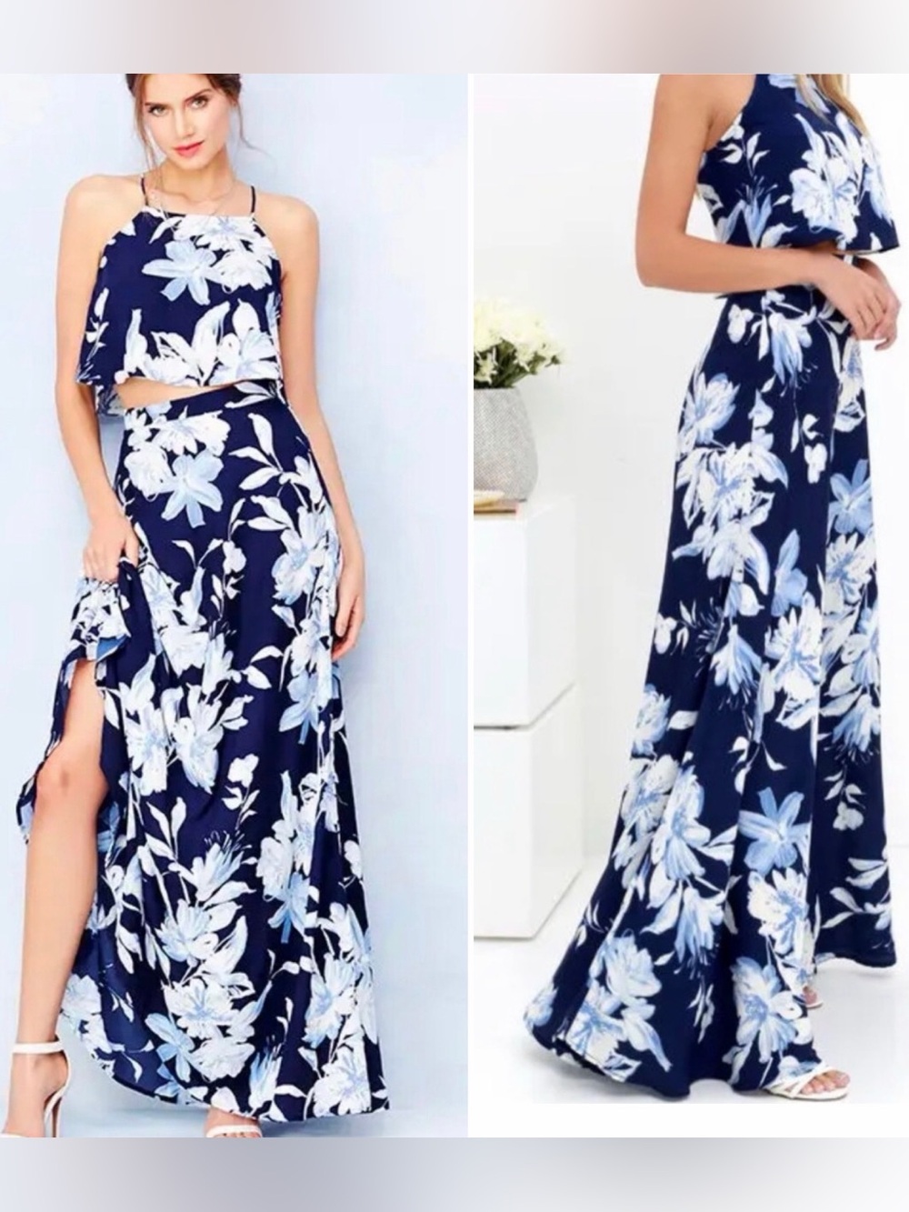 NWT 💙 Lulu's Love For Lanai Two-Piece Maxi Dress Medium
